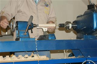 Drilling a blank for a tool handle